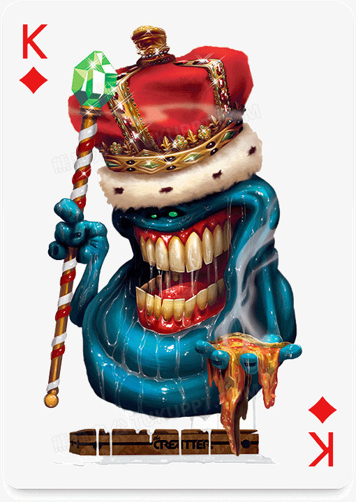 创意的成套扑克牌方块k