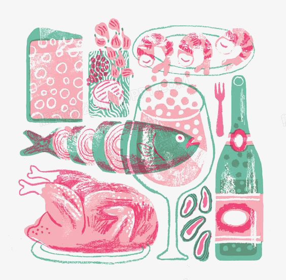 手绘抽象美食