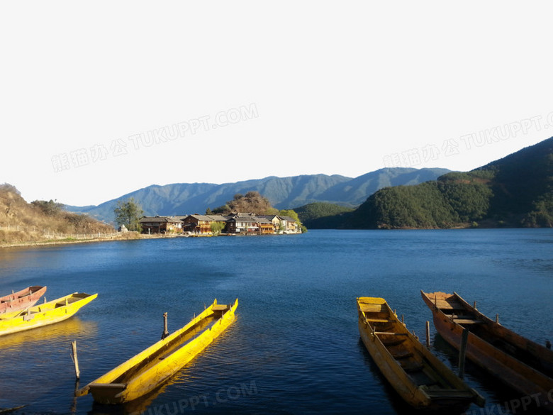 作品內容為瀘沽湖風景, 格式為 png