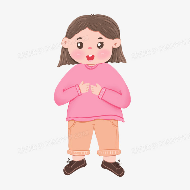 本作品全称为《卡通风彩色女孩比划身体手语场景创意元素》,使用