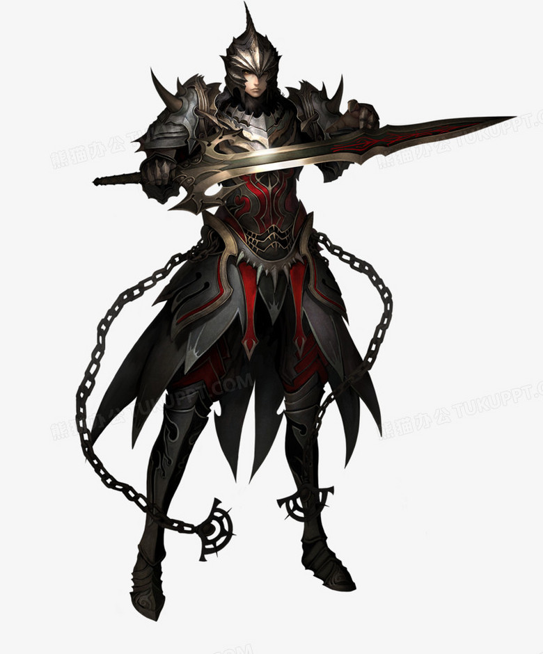 游戏原画拿着剑的将军