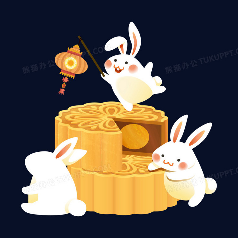 本作品全称为《卡通风彩色可爱的玉兔和月饼插画创意元素》,使用adobe