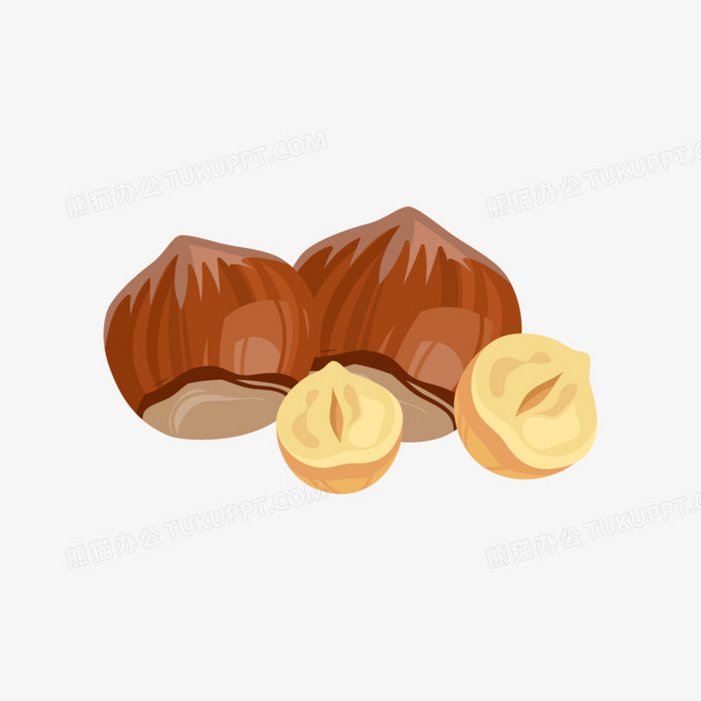 一组矢量风秋季坚果系列图之榛子素材