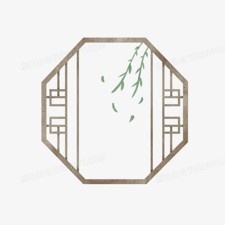 一组唯美古风手绘水彩窗户窗框合集六边形窗户元素