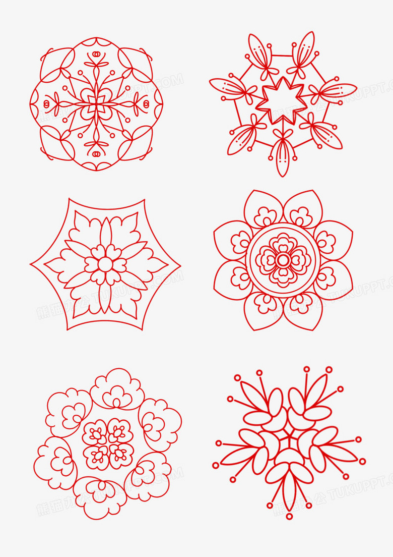 一组手绘线条印花图案素材