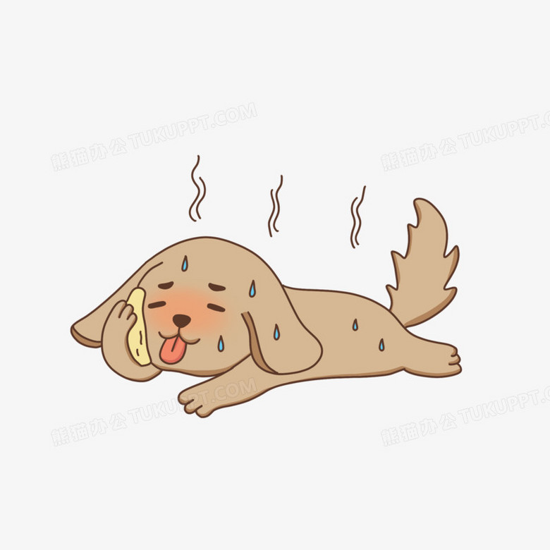 卡通小狗炎热冒汗素材