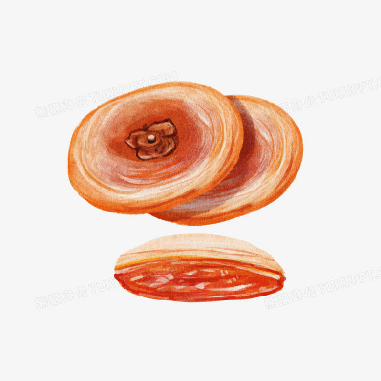 本作品全称为《插画风彩色一组秋季坚果组合之柿饼创意元素》,使用