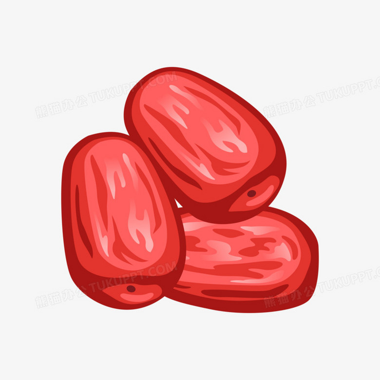 一组手绘插画风营养坚果干果套图之红枣素材
