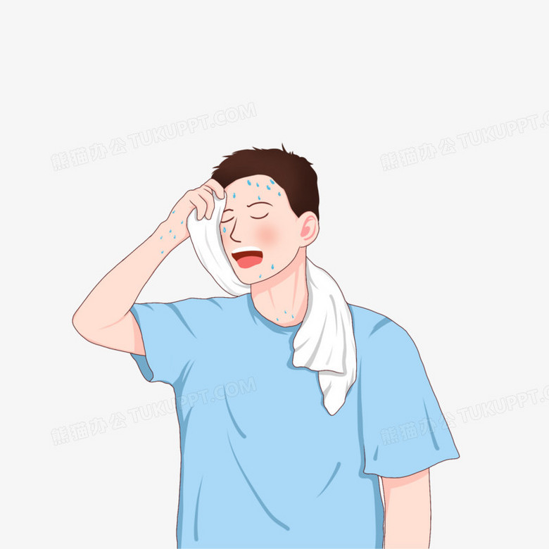卡通男生擦汗免抠元素