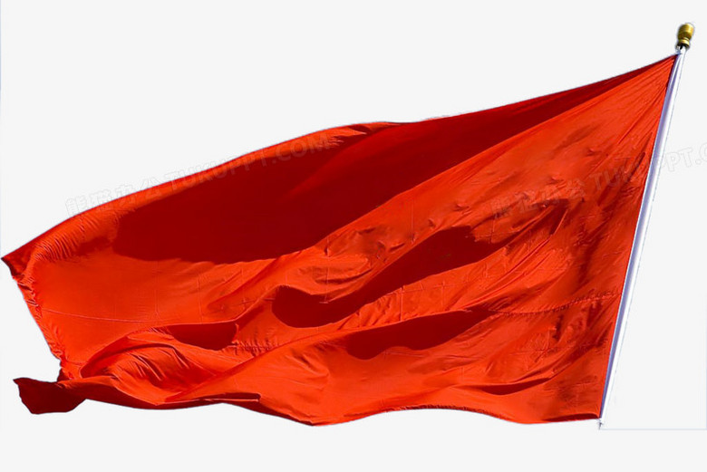 手绘红旗飘扬免抠素材