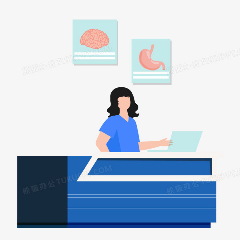 矢量卡通医院前台人物素材素材