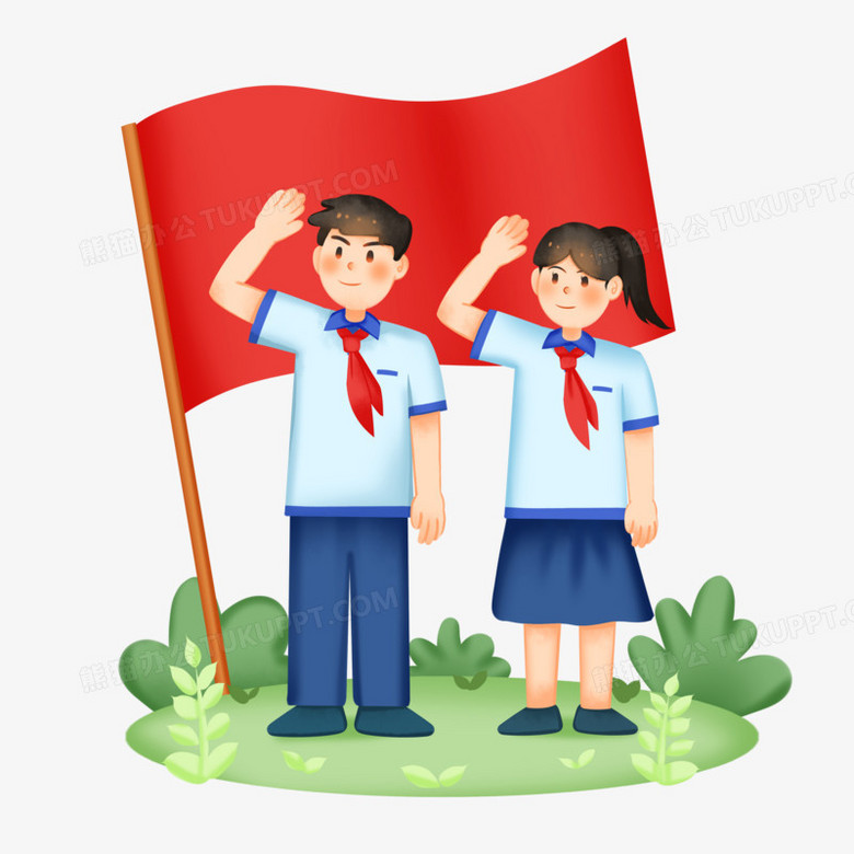 小学生升国旗图片卡通图片