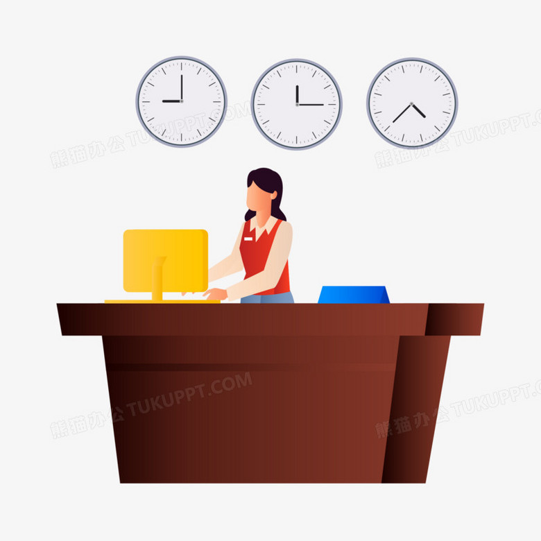 矢量卡通酒店前台免抠素材