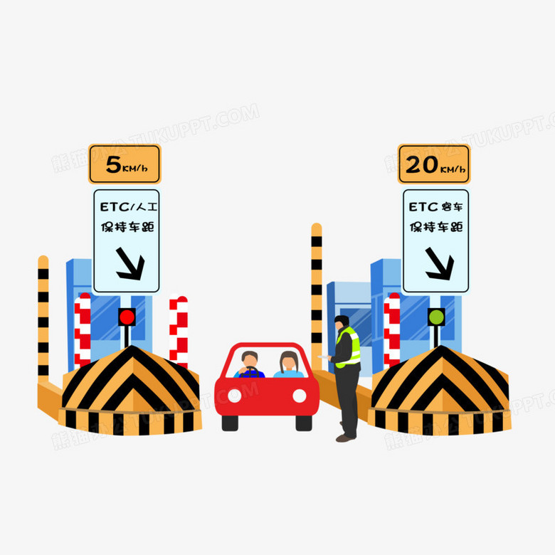 卡通etc上高速收费站标识语安检元素