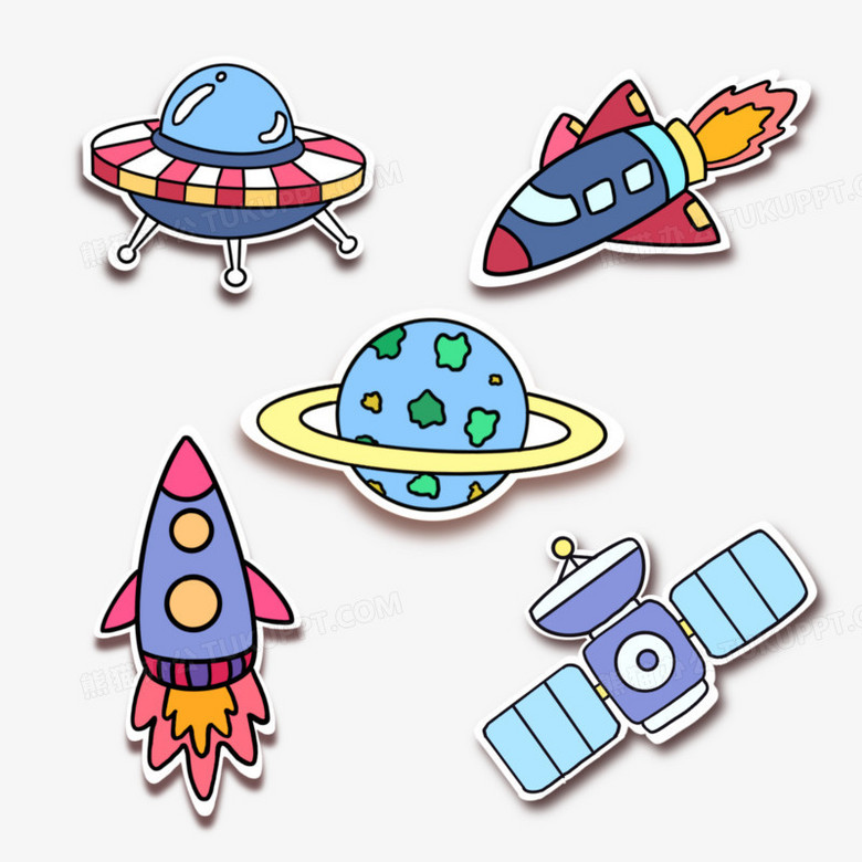 本作品全称为《卡通彩色简笔画宇宙贴纸套图元素》,由迷南文化传媒