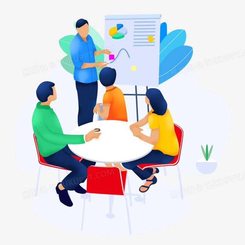 本作品全称为《卡通风彩色商务办公专业技能小组培训创意元素》,由迷