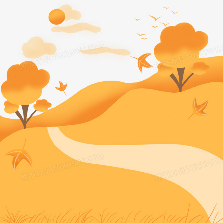 手绘插画风秋天景色素材