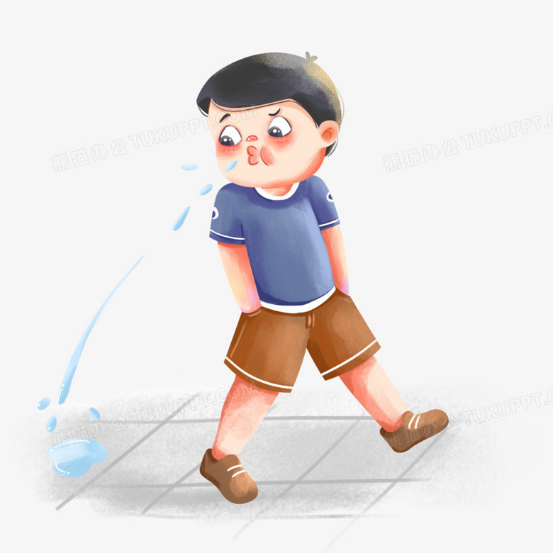 手绘插画风男子随地吐痰免抠元素