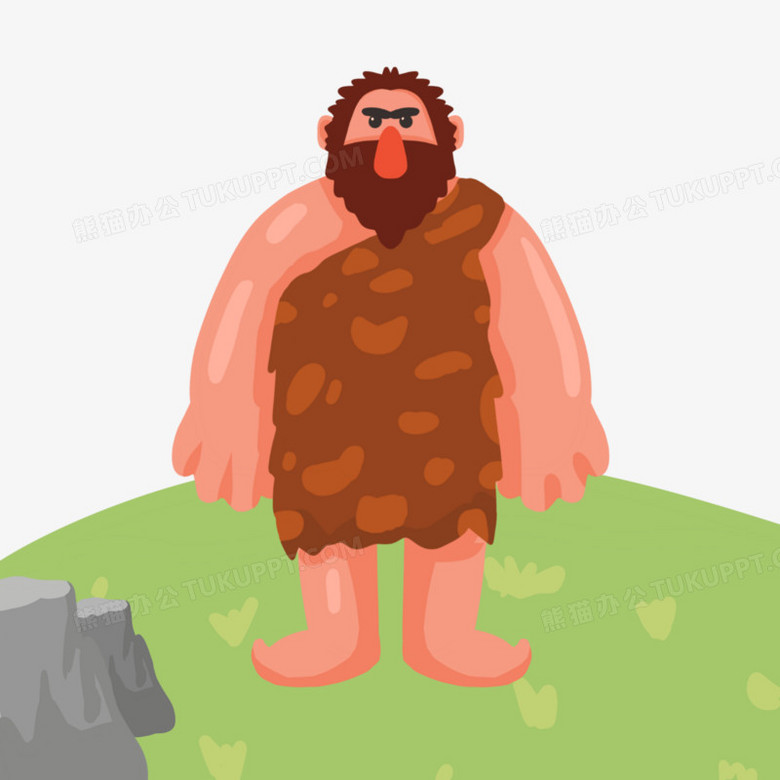 卡通手绘站着的原始人免抠素材