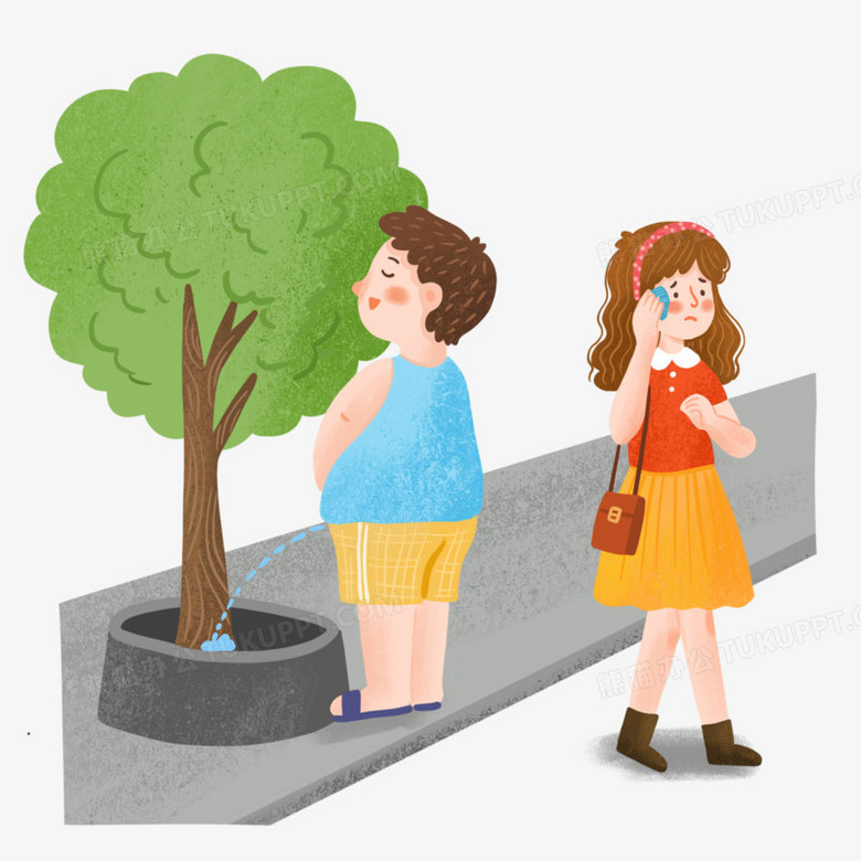 手绘卡通随地大小便不明文行为插画免抠元素