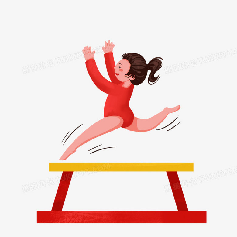 卡通q版体操运动员锻炼平衡木png图片素材下载_运动员png_熊猫办公