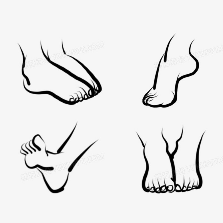 一组手绘光脚线稿合集素材