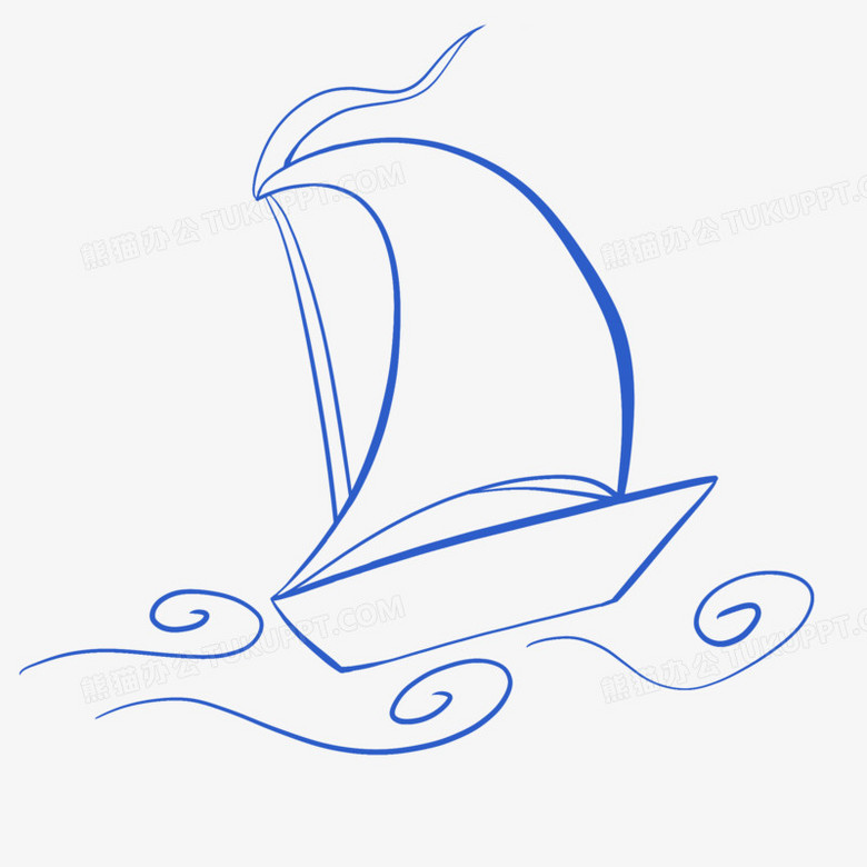 手绘线稿帆船素材