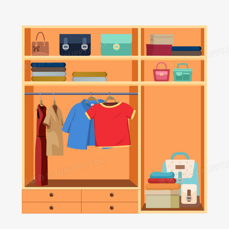 矢量卡通衣帽间陈列素材