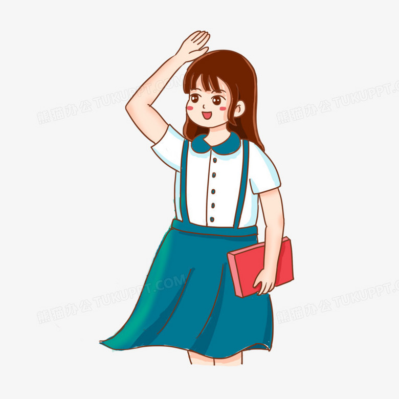 手绘卡通学生敬礼元素PNG图片素材下载_卡通PNG_熊猫办公