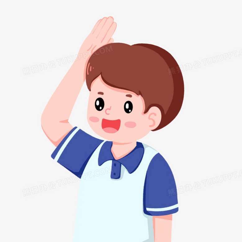 手绘男孩深情敬礼免抠元素PNG图片素材下载_手绘PNG_熊猫办公