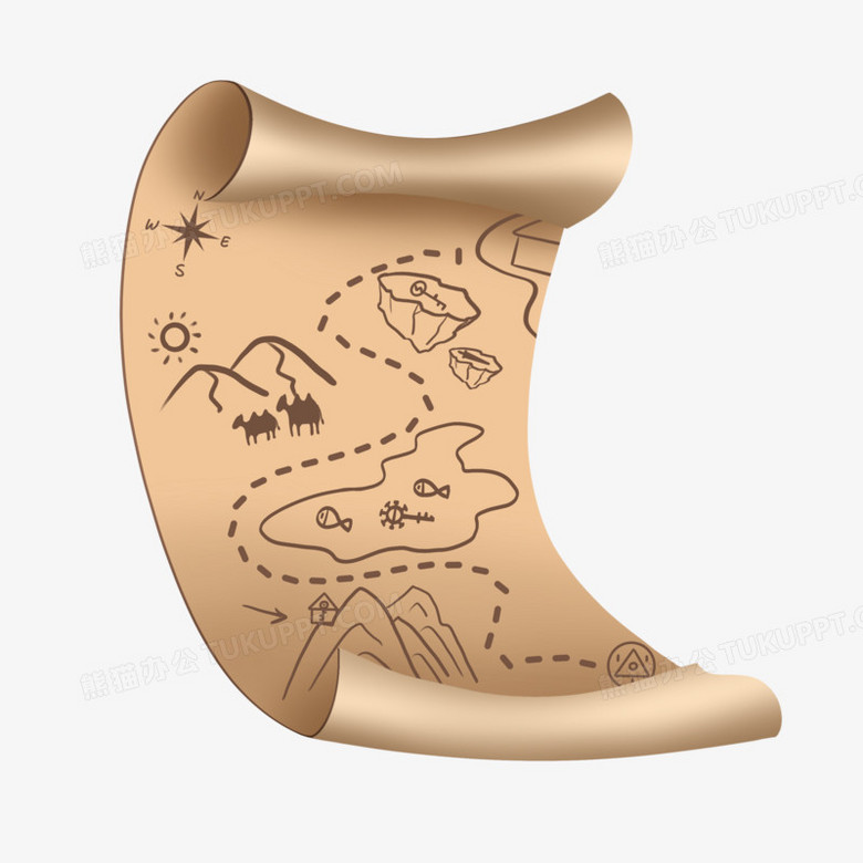 手绘藏宝图寻宝素材