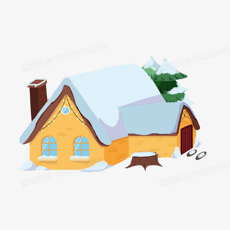 本作品全称为《卡通风彩色冬天雪后的房子创意元素》,由迷南文化传媒