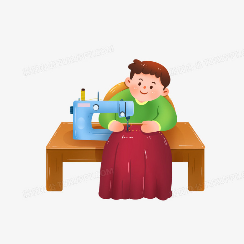 手绘卡通男裁缝工作免抠元素png图片素材下载 手绘png 熊猫办公