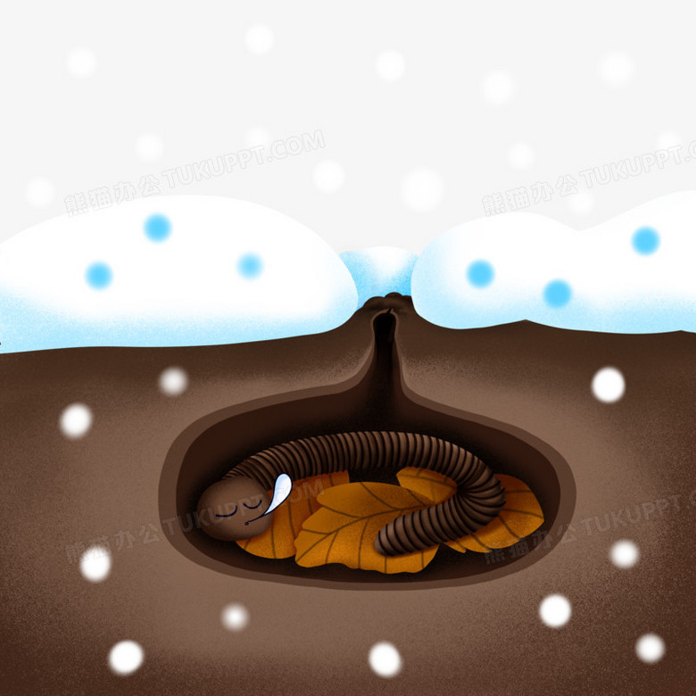 卡通蚯蚓冬眠素材