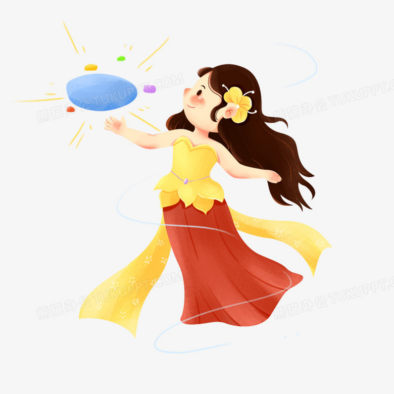 卡通女娲补天插画元素