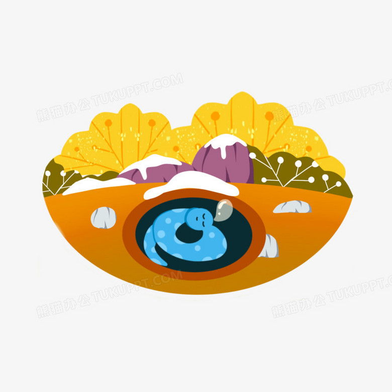 一组手绘卡通动物冬眠套图之蛇冬眠素材