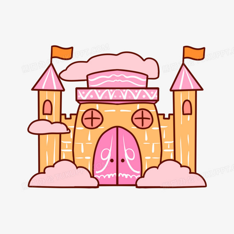 一组手绘简笔画风格梦幻城堡合集系列三元素