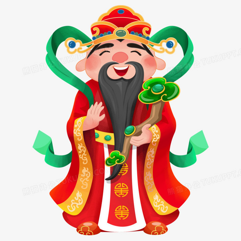 手绘卡通福禄寿喜福神素材