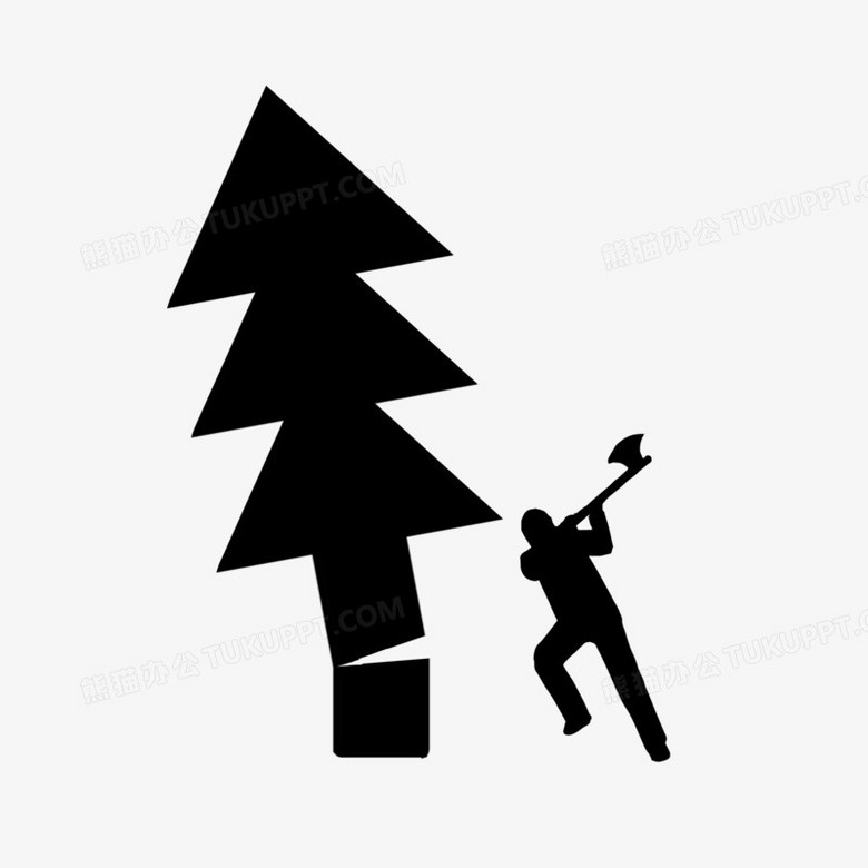 砍伐树木剪影免抠元素PNG图片素材下载_树木PNG_熊猫办公