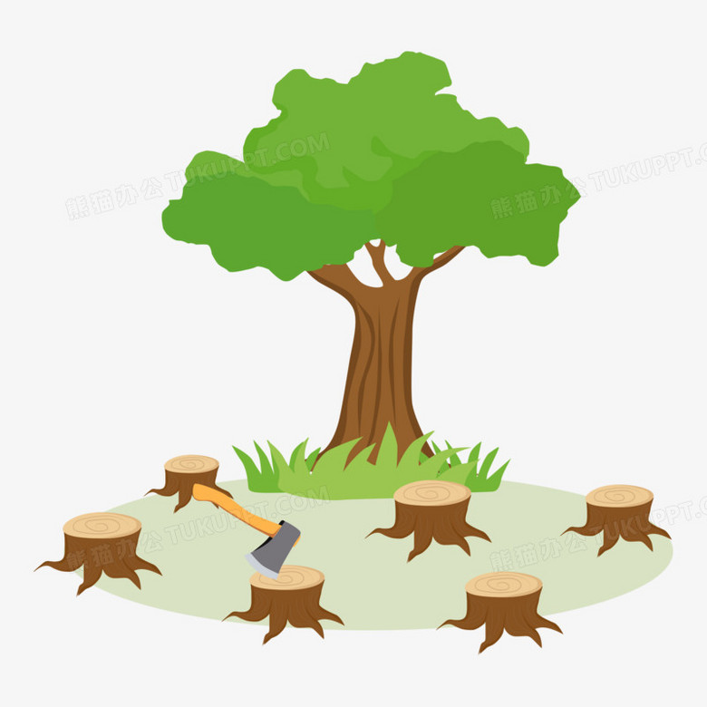 卡通矢量被砍掉的树木森林PNG图片素材下载_卡通PNG_熊猫办公