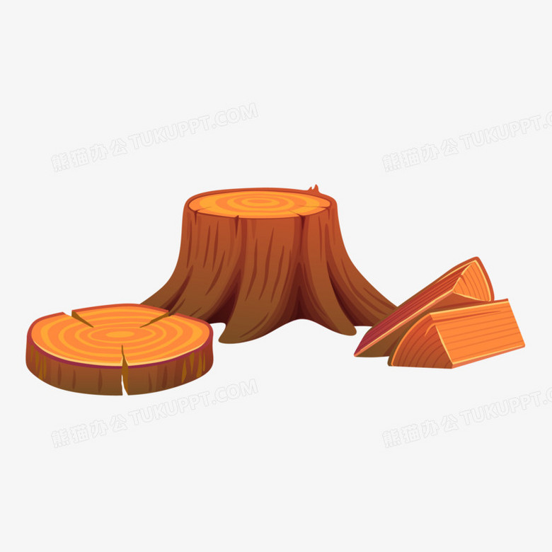 卡通矢量被砍掉的树PNG图片素材下载_矢量PNG_熊猫办公