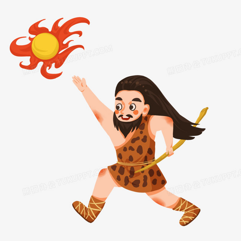 手绘插画风夸父追日成语故事插画元素