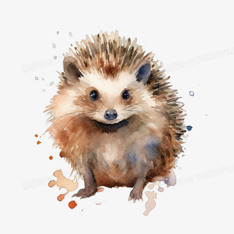 水彩画动物小刺猬免抠元素