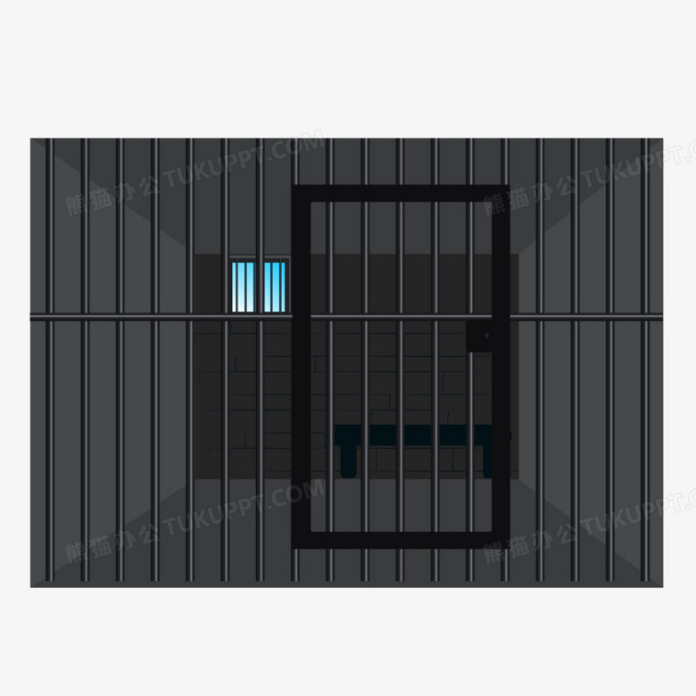 本作品全称为《简约黑色带窗监狱牢门创意元素》,由迷南文化传媒(上海