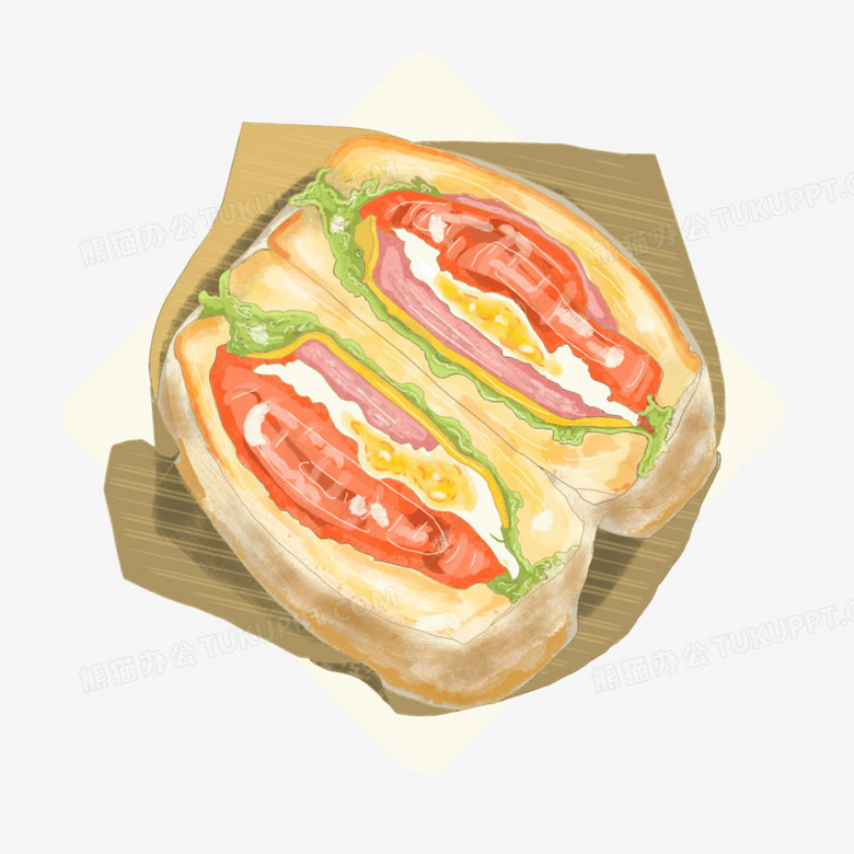 插画风手绘三明治元素
