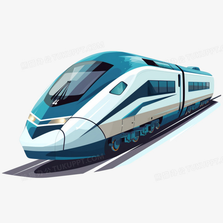 插画风高铁动车免抠元素