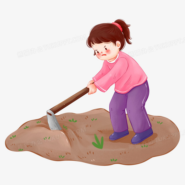 手绘人物挖地元素插画PNG图片素材下载_手绘PNG_熊猫办公