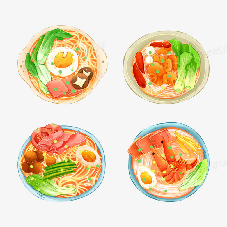 一组米线插画套图合集元素