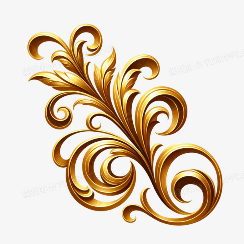 立体金色金属花纹免抠元素png图片素材下载_花纹png_熊猫办公