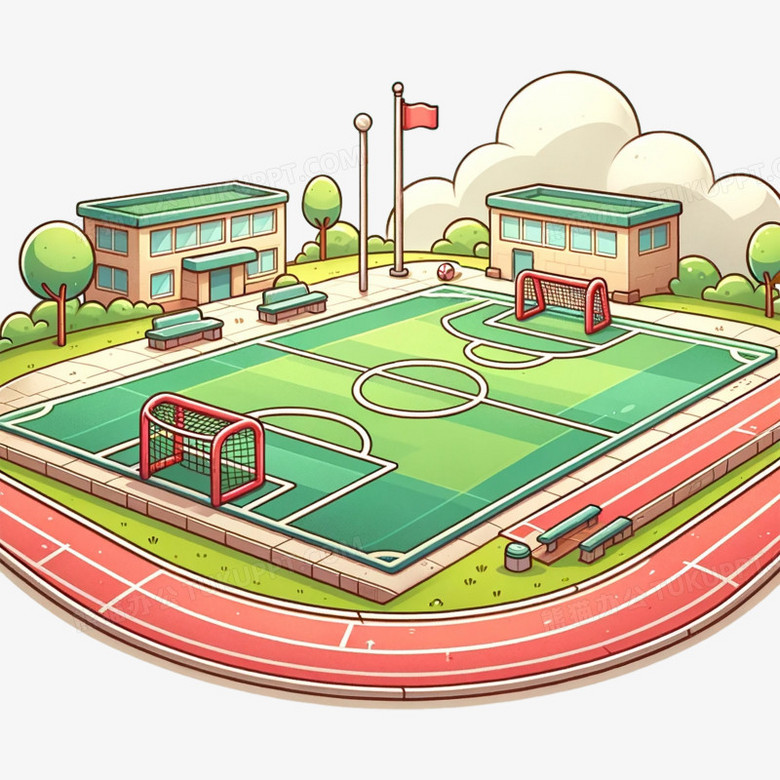 操场跑道卡通插画PNG图片素材下载_跑道PNG_熊猫办公
